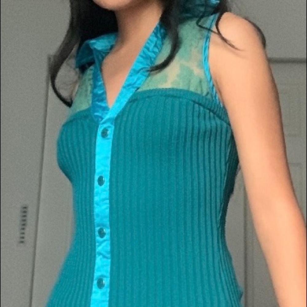 Green turquoise sleeveless blouse